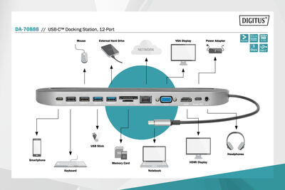 DIGITUS DA-70888 USB TYPE-C DOCKING STATION