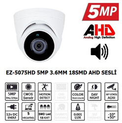 Ezcool - EZCOOL EZ-5075HD 5MP 3.6MM 18SMD AHD SESLİ DOME