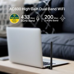 TP-LINK ARCHER T2U PLUS AC600 D.BAND USB ADAPTÖR - Thumbnail